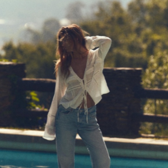 Zara Ruffle Shirt with Ties (3 for $45) - Picture 4 of 5